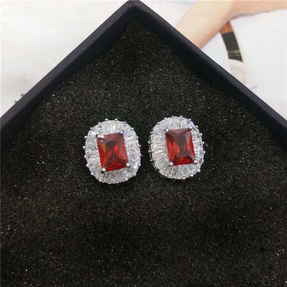 Bilincolor Yellow Square Cubic Zircon Stud Earring for Wedding or for Party