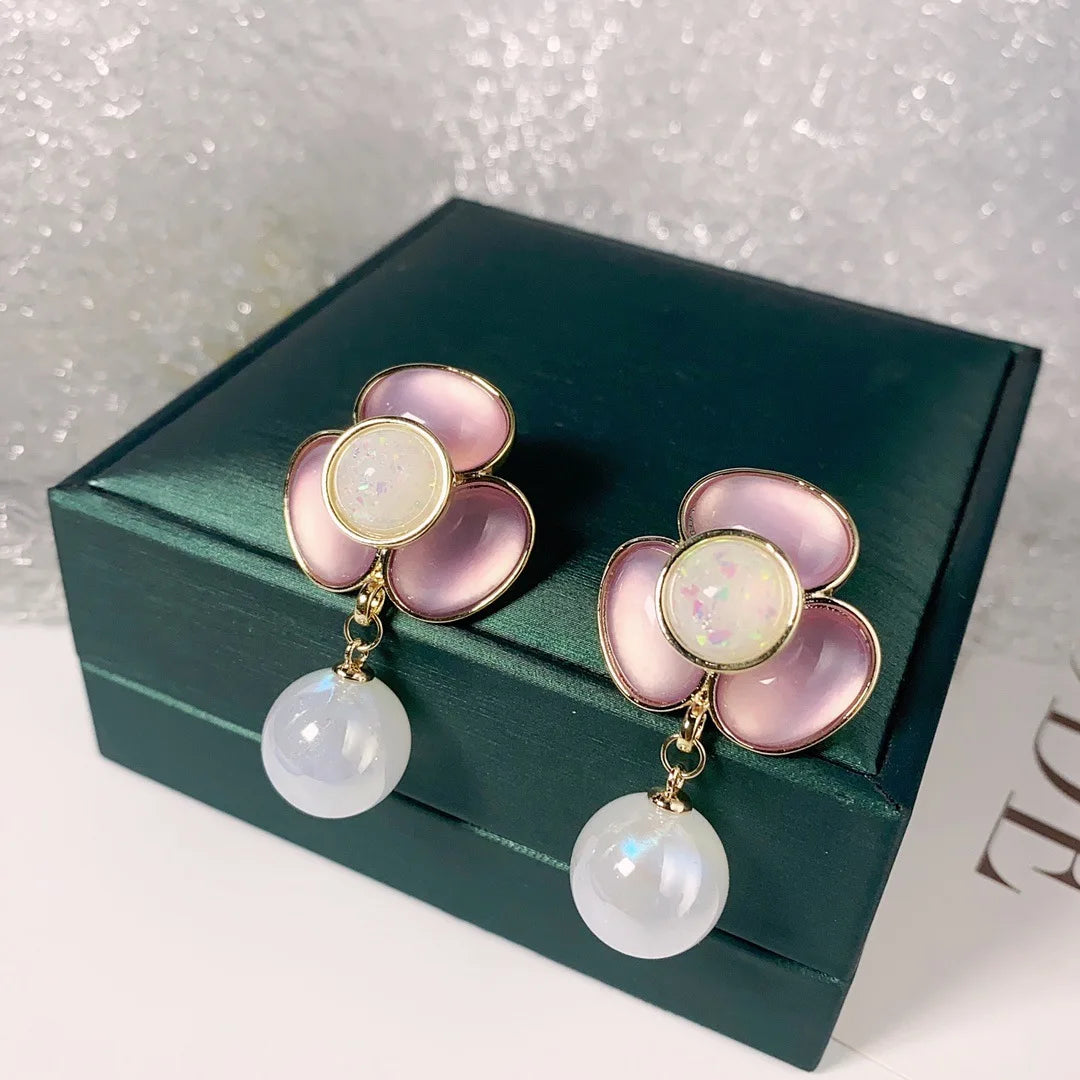 Bilincolor  Fashionable Three-dimensional Colorful Flower Light Luxury Temperament Earrings