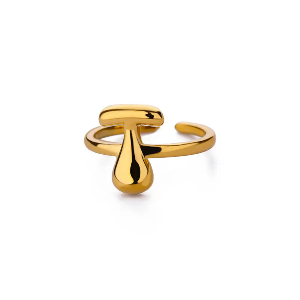 Chunky Initial Letter Rings for Women Gold Color Stainless Steel Ring Classic Alphabet Jewelry Finger Accessories anillos mujer