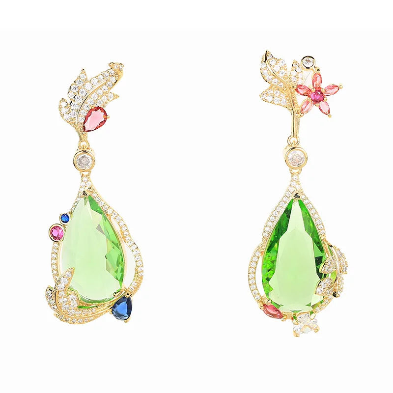 Bilincolor Luxury  Zircon Flower Asymmetrical Earrings