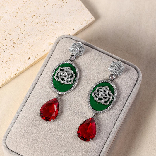 Bilincolor Earrings with Flower Oil Dripping Craft For Women