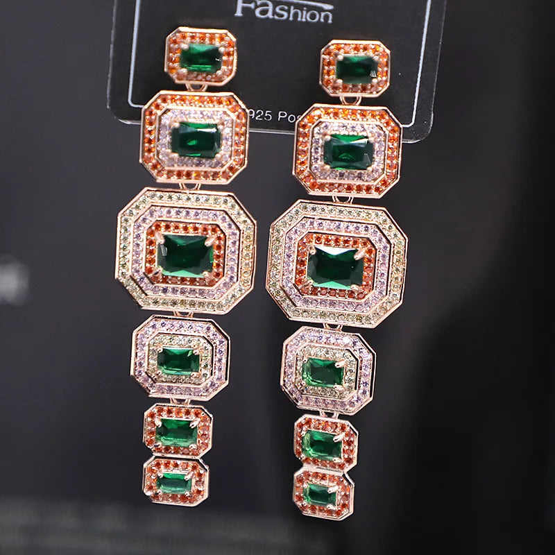 Bilincolor Micro Inlaid Colored Zircon Earrings For Women