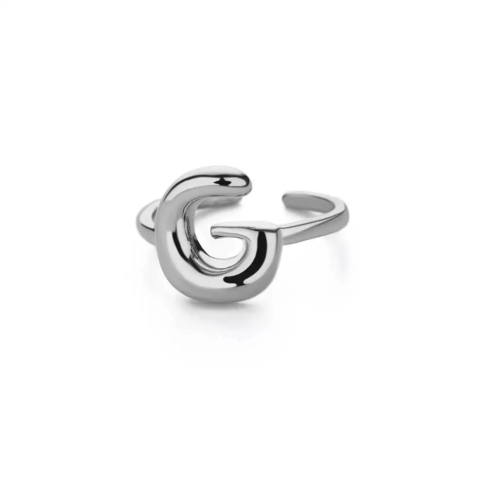 Chunky Initial Letter Rings for Women Gold Color Stainless Steel Ring Classic Alphabet Jewelry Finger Accessories anillos mujer