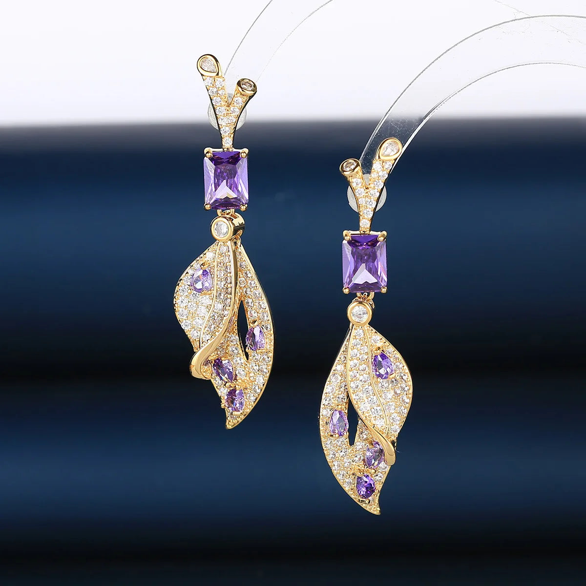 Bilincolor Luxury  New Zircon Leaf  Earrings