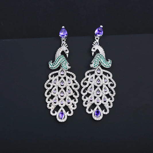 Bilincolor Luxury  Zircon Peacock Earrings for Wedding or Party