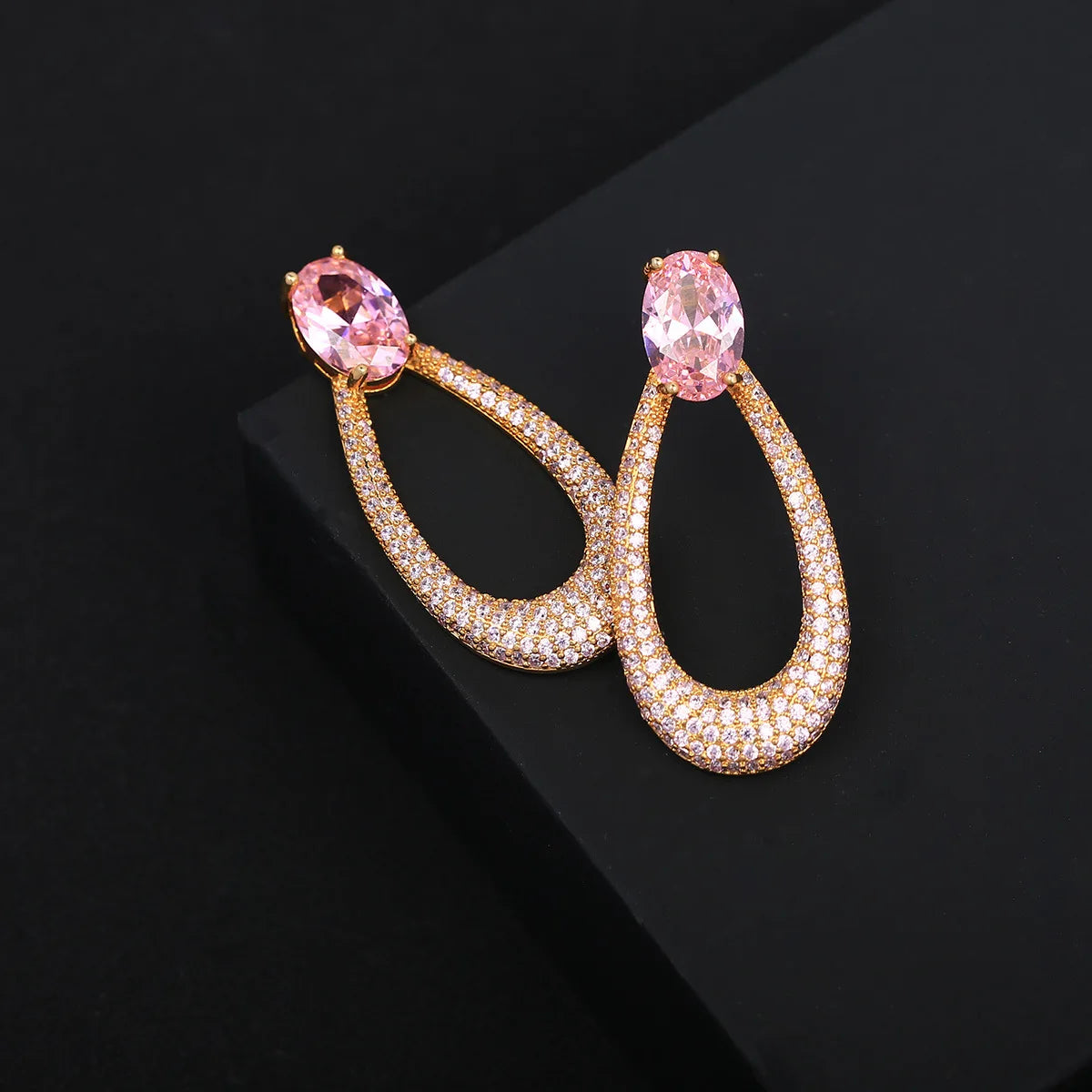 Bilincolor Luxury Zircon Simple Water-Drop Shaped Earrings for Wedding or Party