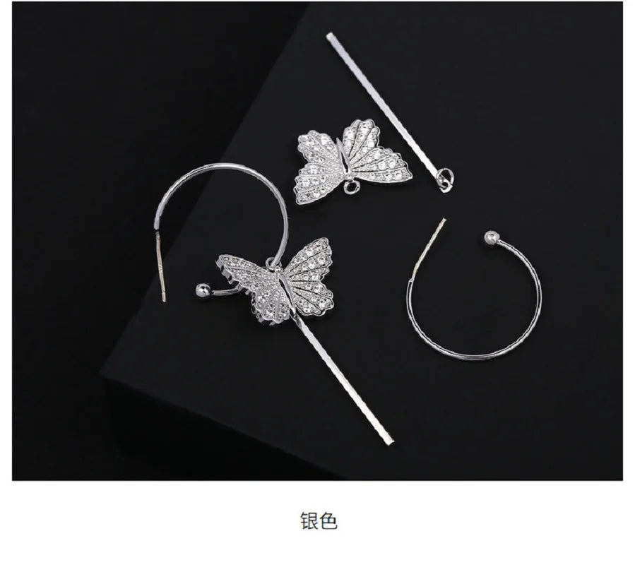 Bilincolor Luxury Luxury Zircon Butterfly Long Earrings for Christmas "Gift